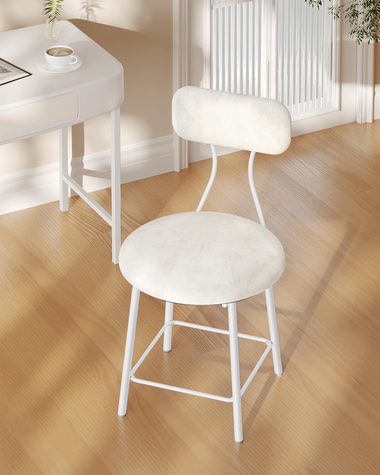 Hzuaneri Tabouret de Coiffeuse, Auteuil de Maquillage Rembourré, Tabouret à Chaussures, Convient aux Chambres et aux Entrées, Blanc VS32603X