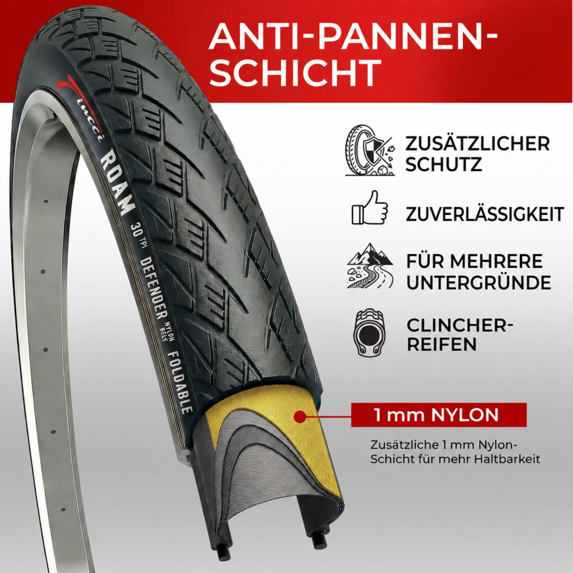 Fincci Fahrradreifen 28 Zoll Paar Kevlar 700x32c Reifen Roam Mantel 2er Set | Fahrradmantel 32-622 mit 1 mm Pannenschutz 30 TPI fuer Stadtfahren Gravel Reiserad Hybridrad Stadtrad und E-Bike 2er Pack