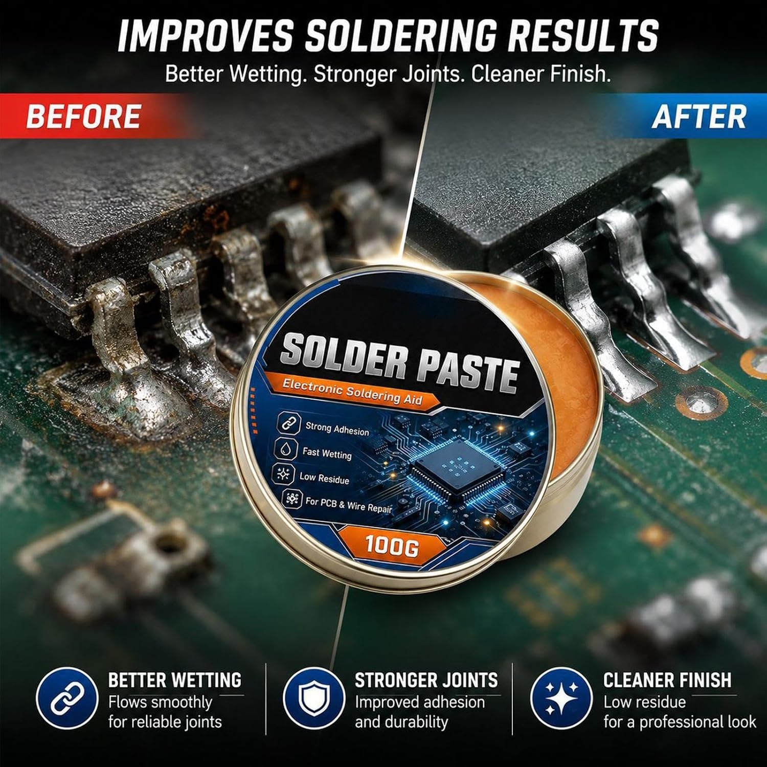 Solder Paste for Electronics Lead-Free Circuit Boards Flux | Solder Flux Paste for Electronics Projects Home Applications Component Assembly Circuit Board Computer Motherboard