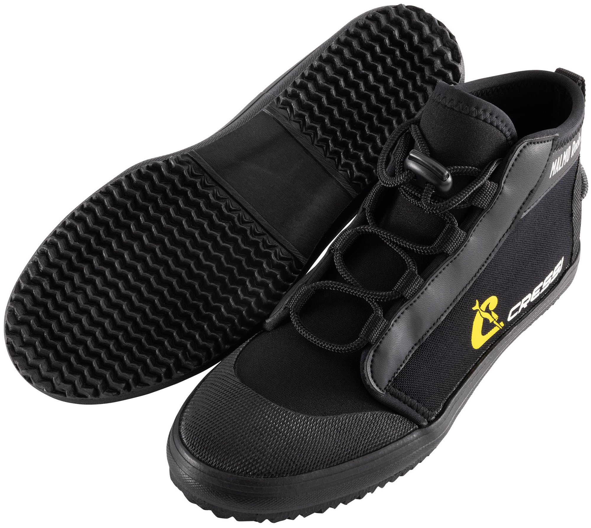Cressi Malmo Rock Boots 3mm 3XL - 3mm Black Neoprene Unisex Boots with Total Grip Hard Sole Maximum Protection for Diving and Various Water Activities, 3XL