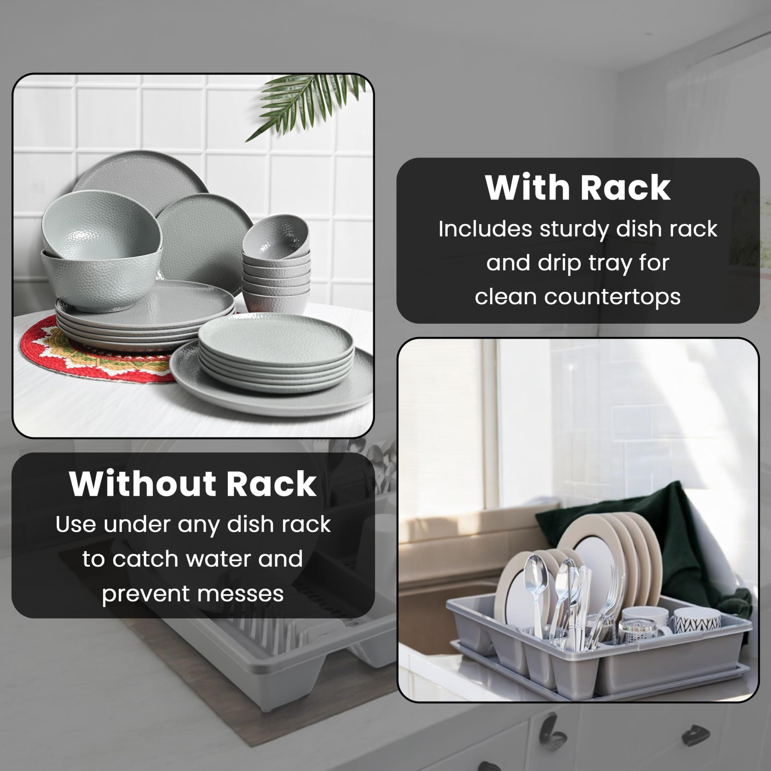 Escurridor Con Bandeja Para Platos Platinum Elaborado En Acero