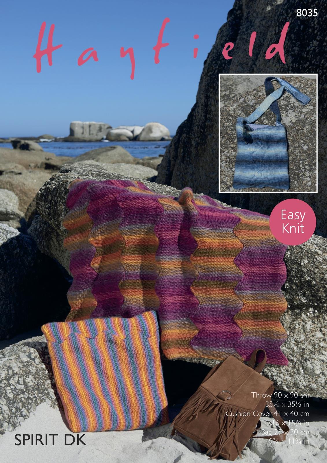Hayfield Sirdar 8035 Knitting Pattern Easy Knit Throw Cushion Cover And Bag In Spirit Dk