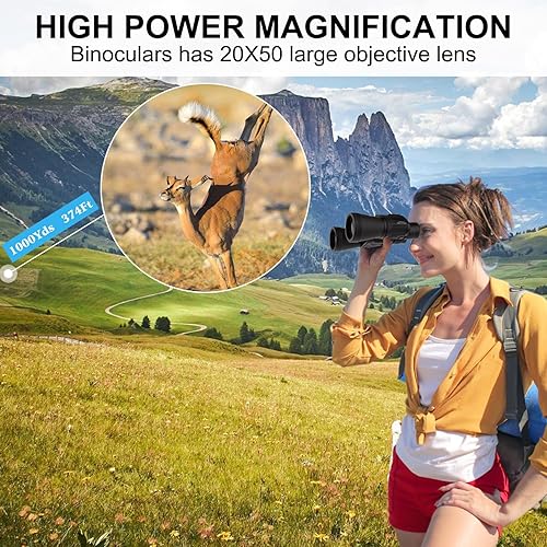 Miniatura 5 de Prismáticos compactos de 20 x 50 pulgadas con visión nocturna de poca luz telescopio impermeable profesional y diario HD para caza al aire libre