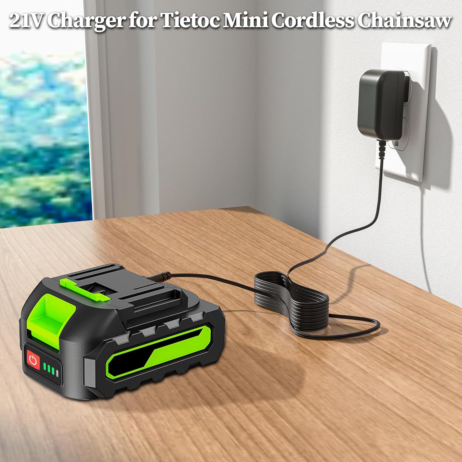21V Charger for Tietoc Mini Cordless Chainsaw AC Adapter for 4 inch / 6 Inch Handheld Chain Saw Power Supply for DC21V 1.0Ah Lithium Battery Pack Cable Cord - Image 2