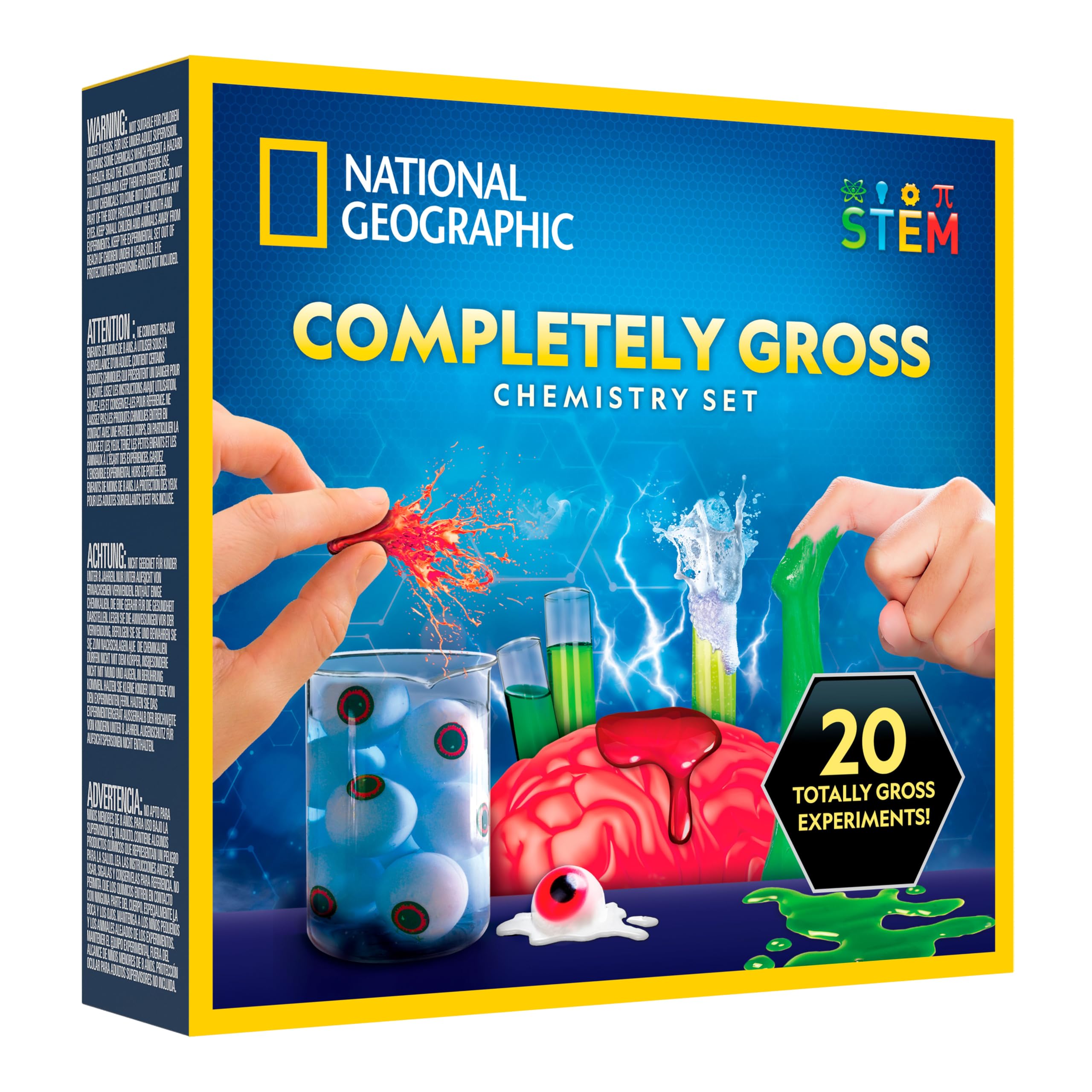 NATIONAL GEOGRAPHIC Gross Chemistry Set - 20 Gross Science Experiments for Kids, Dissect a Brain, Burst Blood Cells, and More, Great STEM Science Kit for Kids