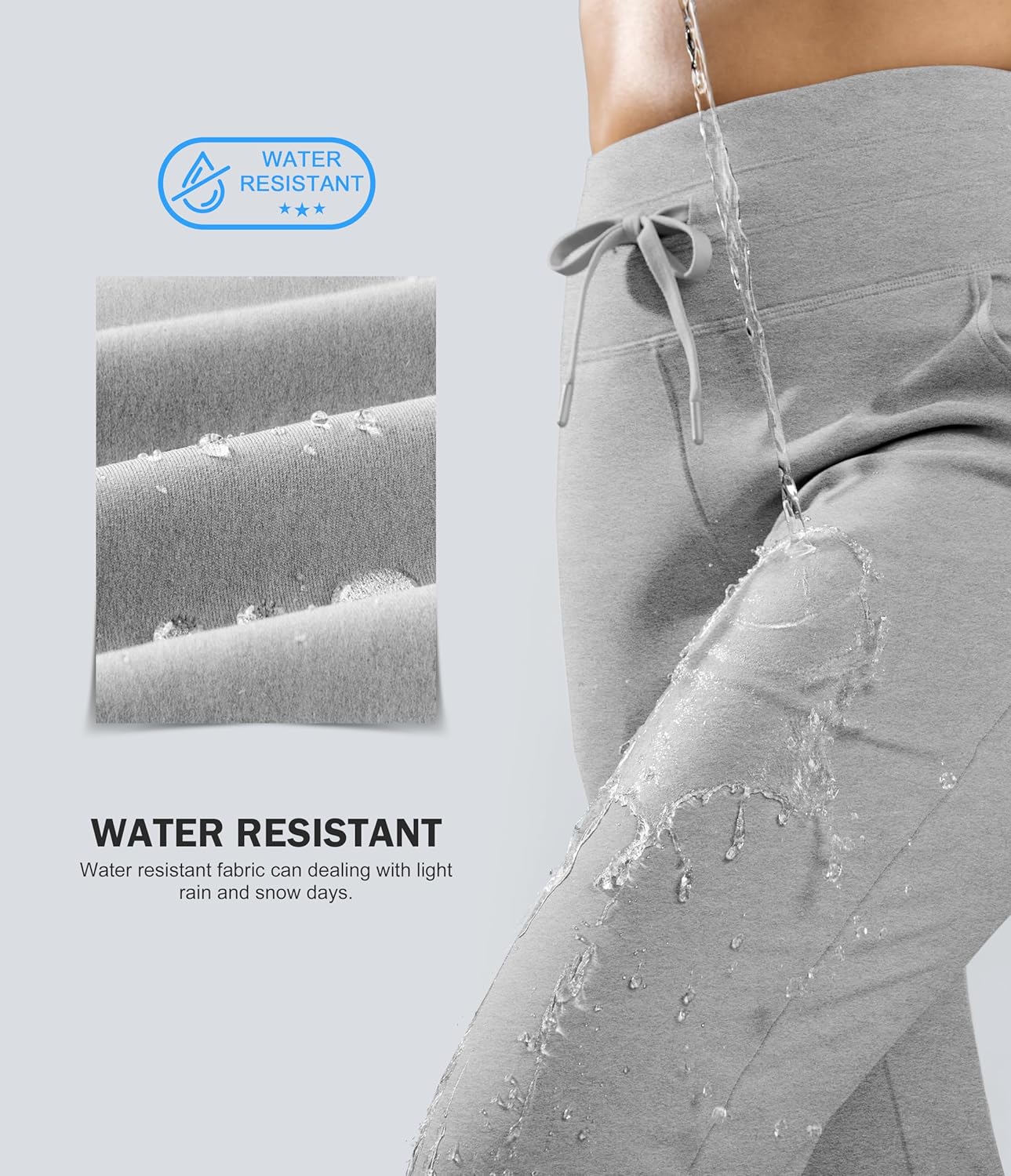 G Gradual Women's Fleece Lined Joggers 28"/30"/32" High Waisted Sweatpants Water Resistant Thermal Warm Pants Zipper Pockets - Image 5