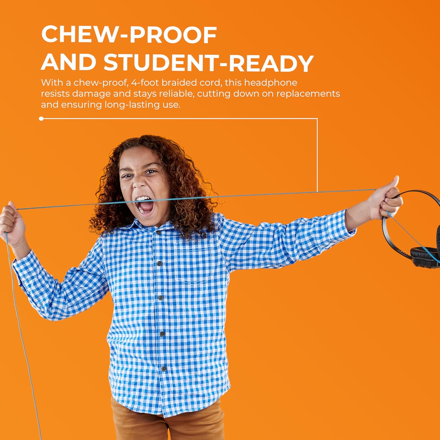 Gumdrop DropTech On-Ear Wired Headphones w/Mic | USB A - Long Tangle Free Chew-Proof Cord - Rugged Reliable Drop Tested and Comfortable for Kids K-12 Students Classroom and School Use