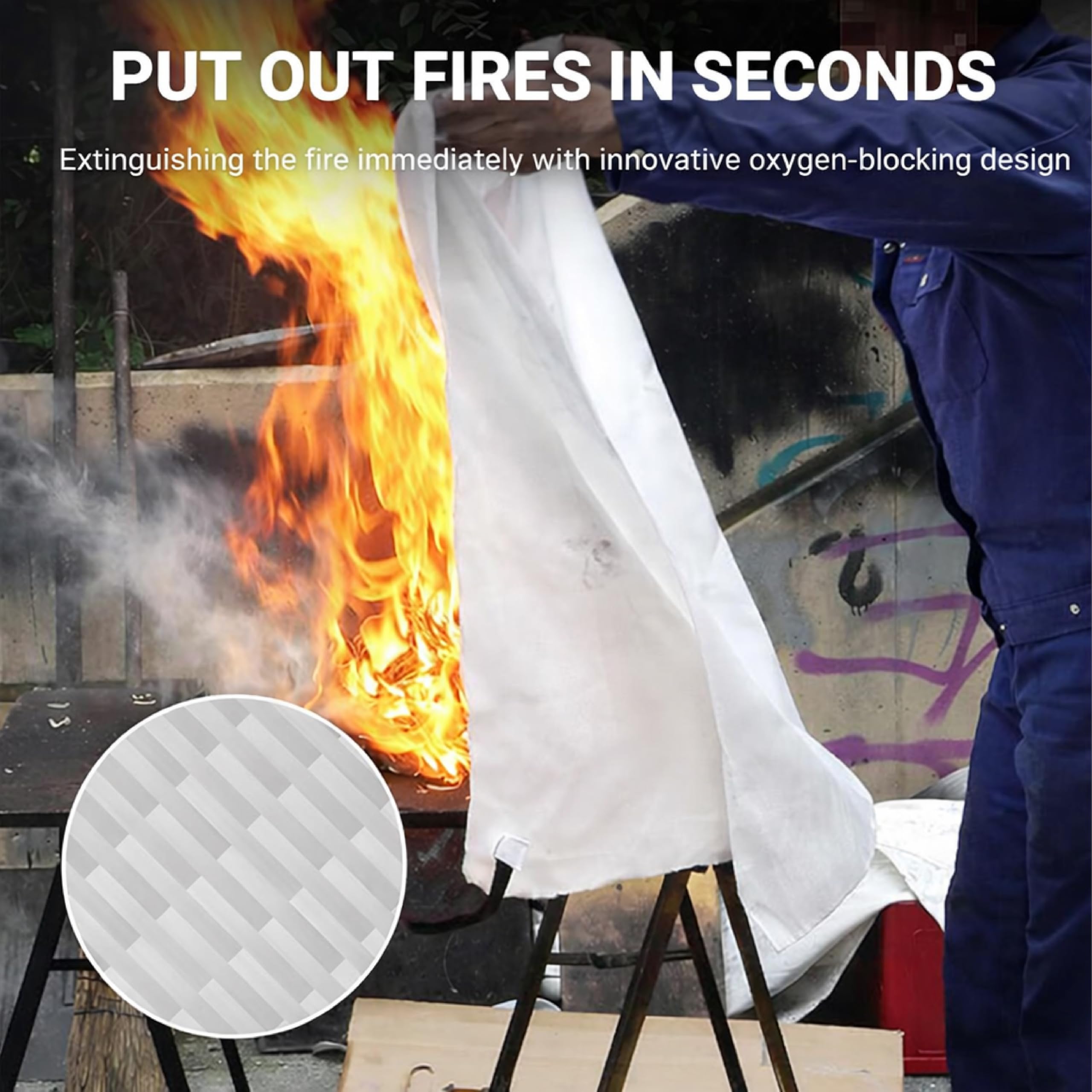 Safe Cure - Emergency Fire Blanket | Survival Fiberglass, Flame Retardant, Protection Fire Blanket | Shelter Safety Cover for The Kitchen, Fireplace, Grill, Car, Camping | 1X2 Mtr | Pack of 1 4