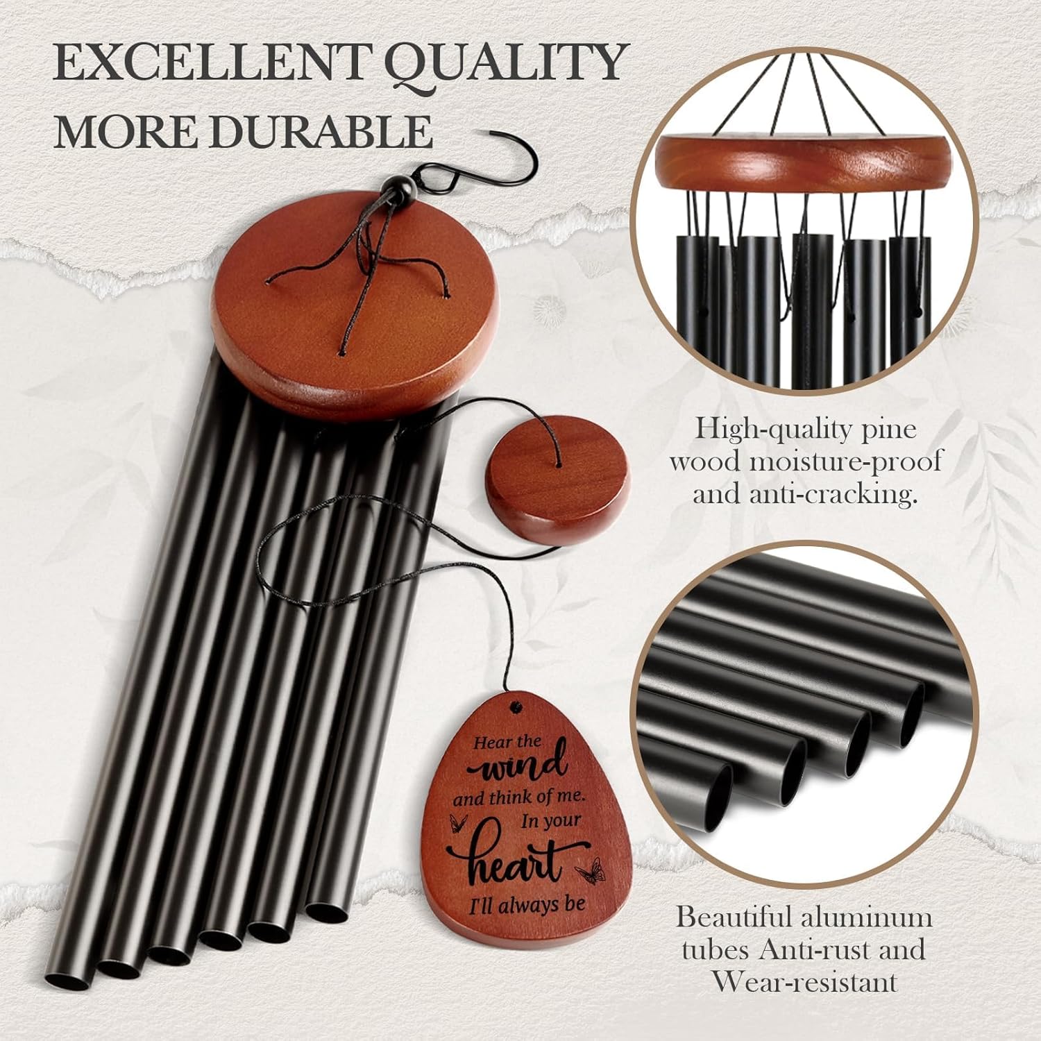 SteadStyle Memorial Gifts Wind Chimes - Sympathy Gifts for Loss of Loved One, Gifts for Who Loss of Dad, Mom, Brother, Friend, Sympathy Bereavement Gift Baskets Home Outdoor Garden Patio Decor 25.5 In - Image 5