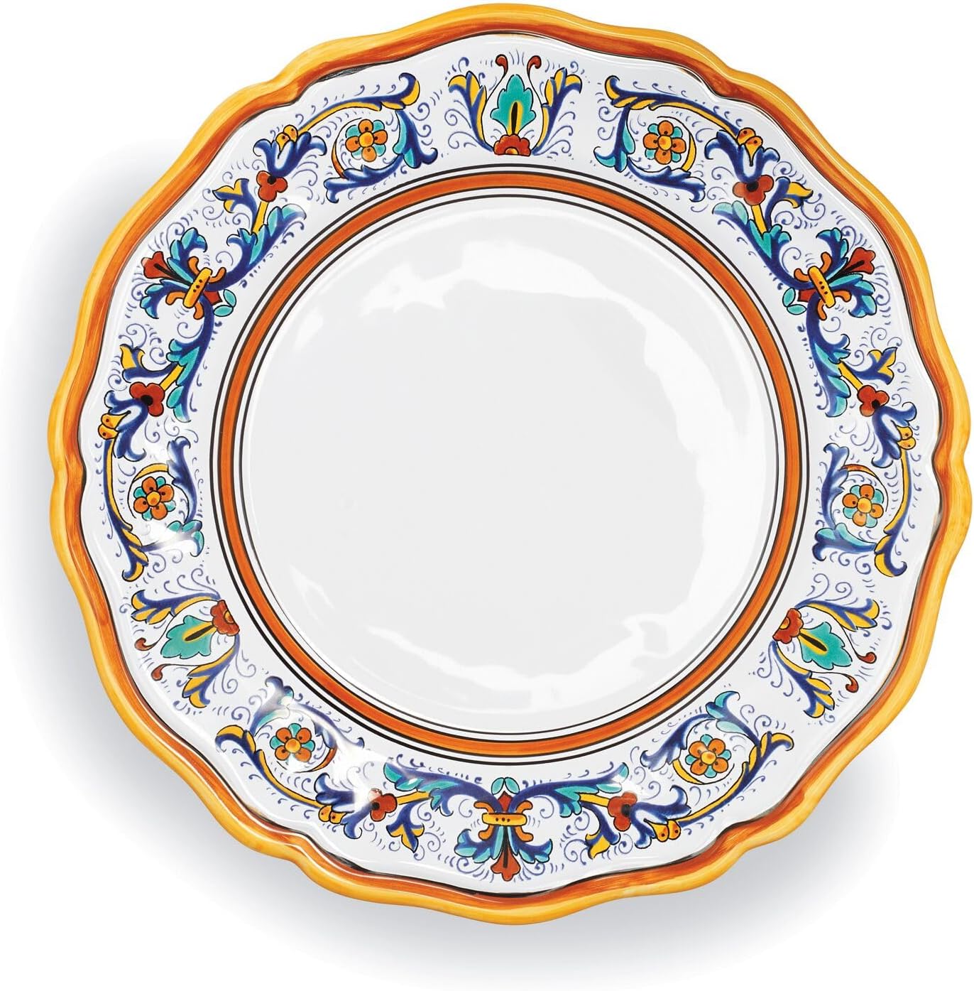 Sur La Table Nova Deruta Handcrafted Dinner Plate โ 10.75" Italian-Made Earthenware, Hand-Painted Renaissance-Inspired Design, Vibrant Everyday & Special Occasion Tableware