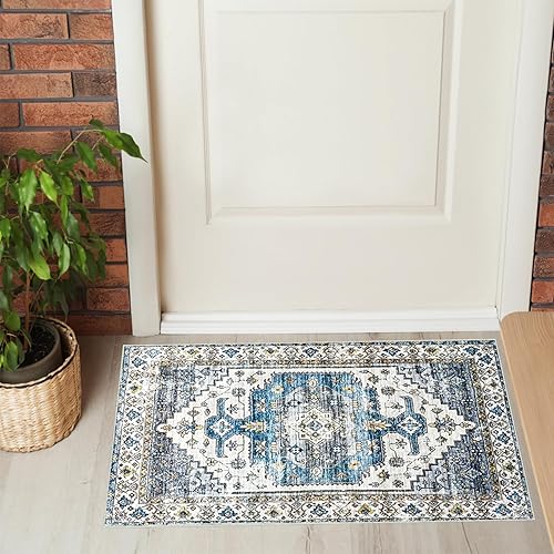 NEATIIP Alfombra bohemia lavable de 2 x 3 pies, alfombra moderna oriental antideslizante, para sala de estar, dormitorio, cocina al aire libre,