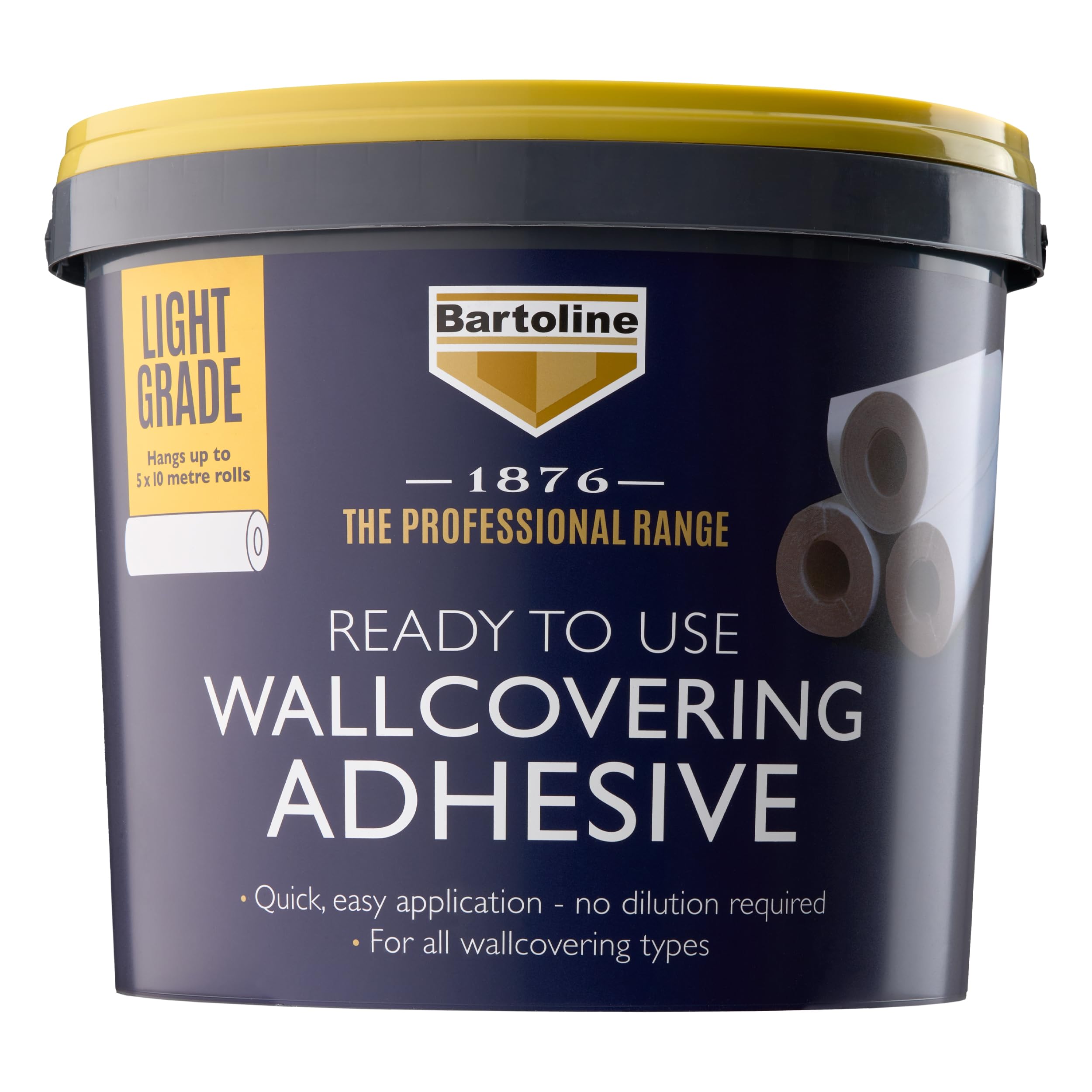 Bartoline 1876 Light Wallpaper Adhesive 5kg – Ready Mixed Paste for All Wallcoverings Strong Grab, Easy Spread, Excellent Slip and High Coverage
