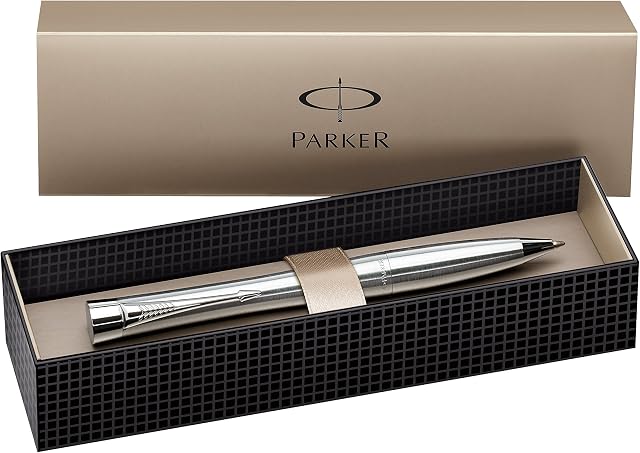 Parker Urban Chrome Trim Ballpoint Pen with Medium Nib - Metallic, Gift Boxed