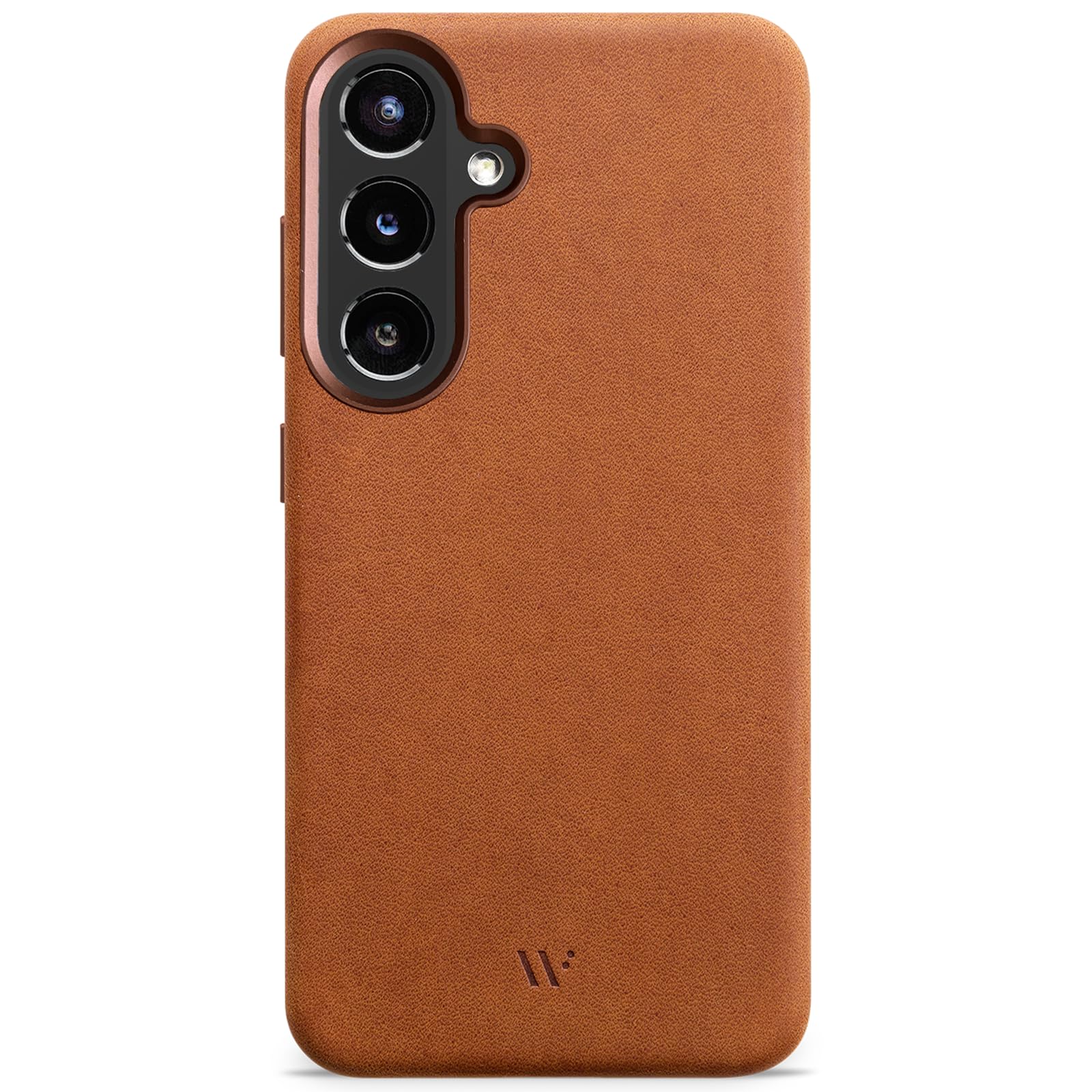 WIIUKA Hülle für Samsung Galaxy S26, Leder aus Deutschland, 360° Schutz, Lederhülle extra Dünn, Premium Handyhülle, Case, Qi, für Samsung S26, skiin More Cognac