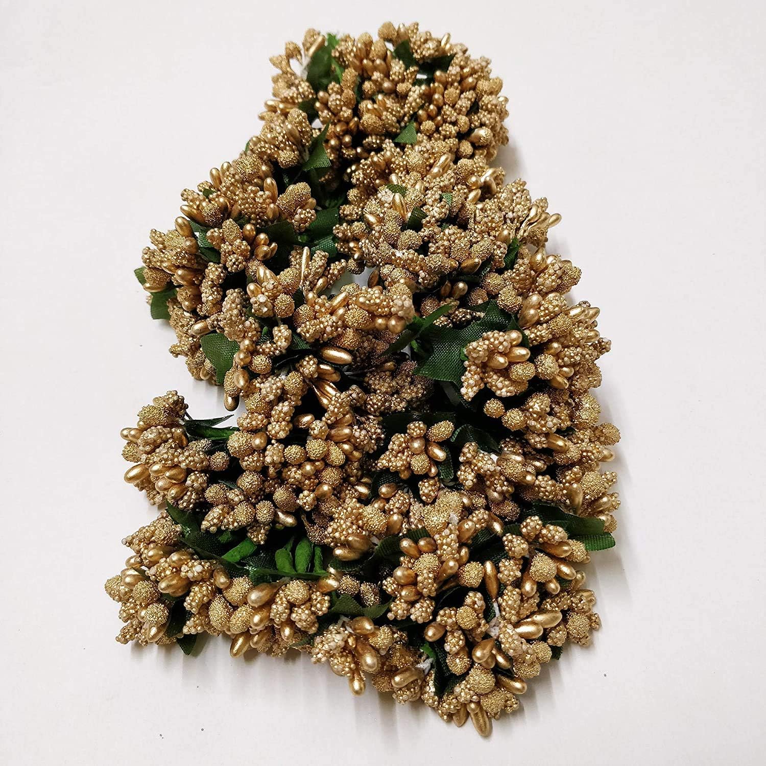 Aleval Art Artificial Pollen Flower for Decoration Pack of 144pc (Golden)