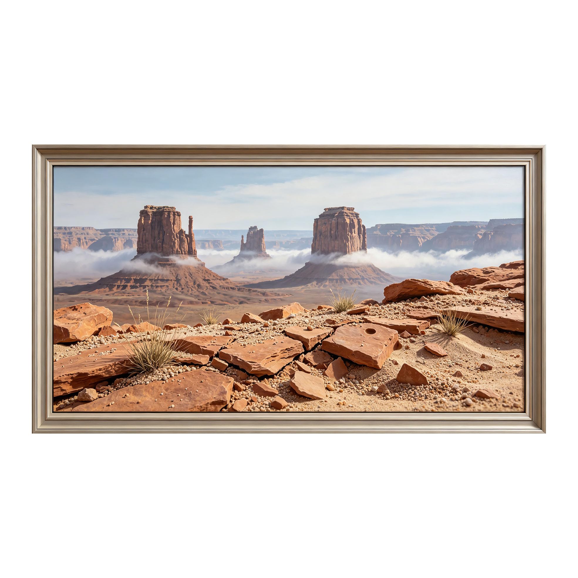Yzpallescene 3D Framed Wall Art 50cm×100cm Southwestern Desert Landscape Realistic View Large Size SelfAdhesive Removable Wall Decor Prints Artwork for Living Room Bedroom Office