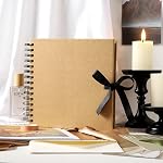 80 Pages Scrapbook Album de photos Brown Kraft Épaisseur de papier carré 20.5x20.5cm DIY Livre de mémoire 250GSM Kit de scrapbooking 15 Anneaux pour Mariage Anniversaire Noël PAP21SKP40