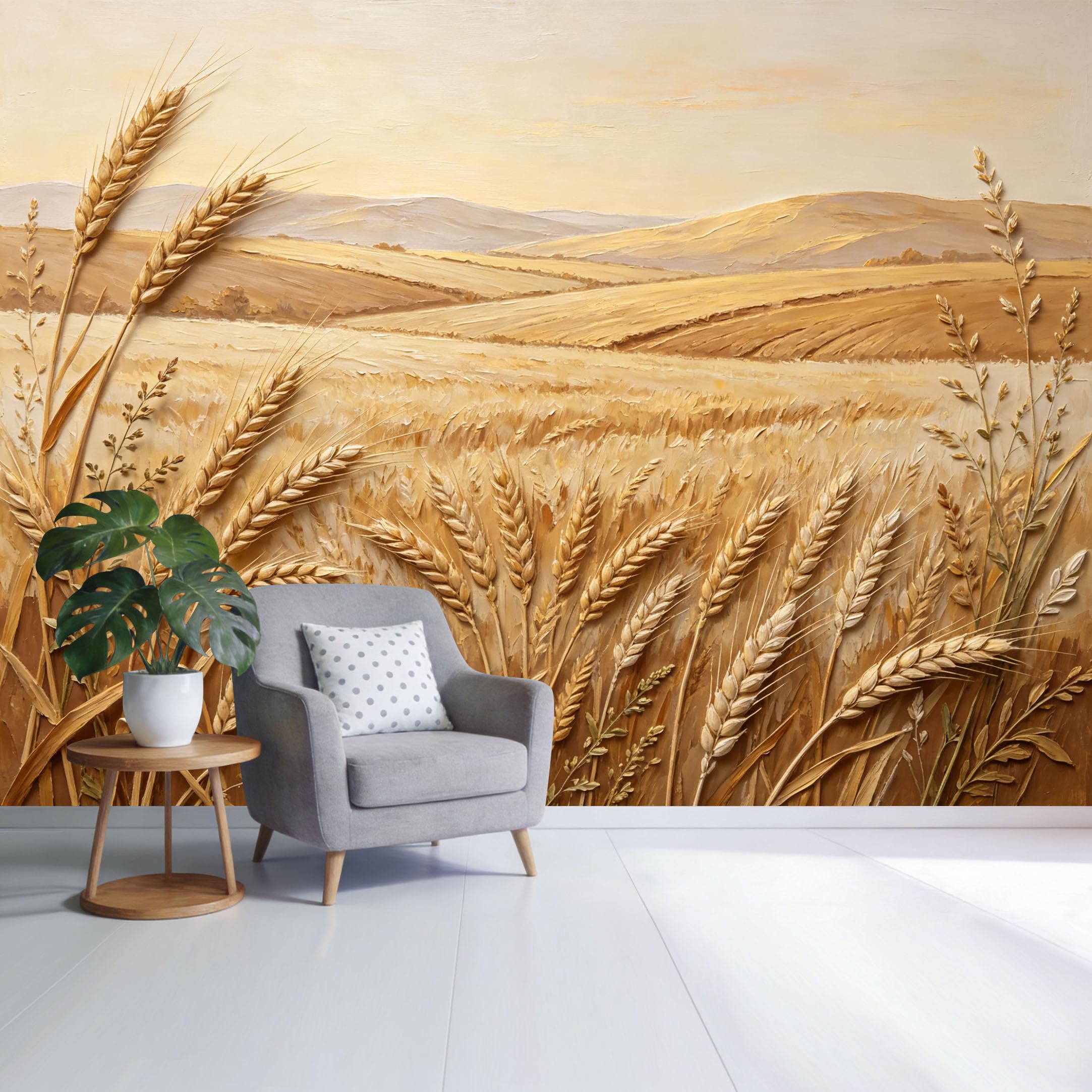 Custom Size Wall Mural Golden Wheat Field Landscape Rustic Farmhouse Natural Harvest Scene SelfAdhesive Wall Fabric Removable Wallpaper for Home Office Decor
