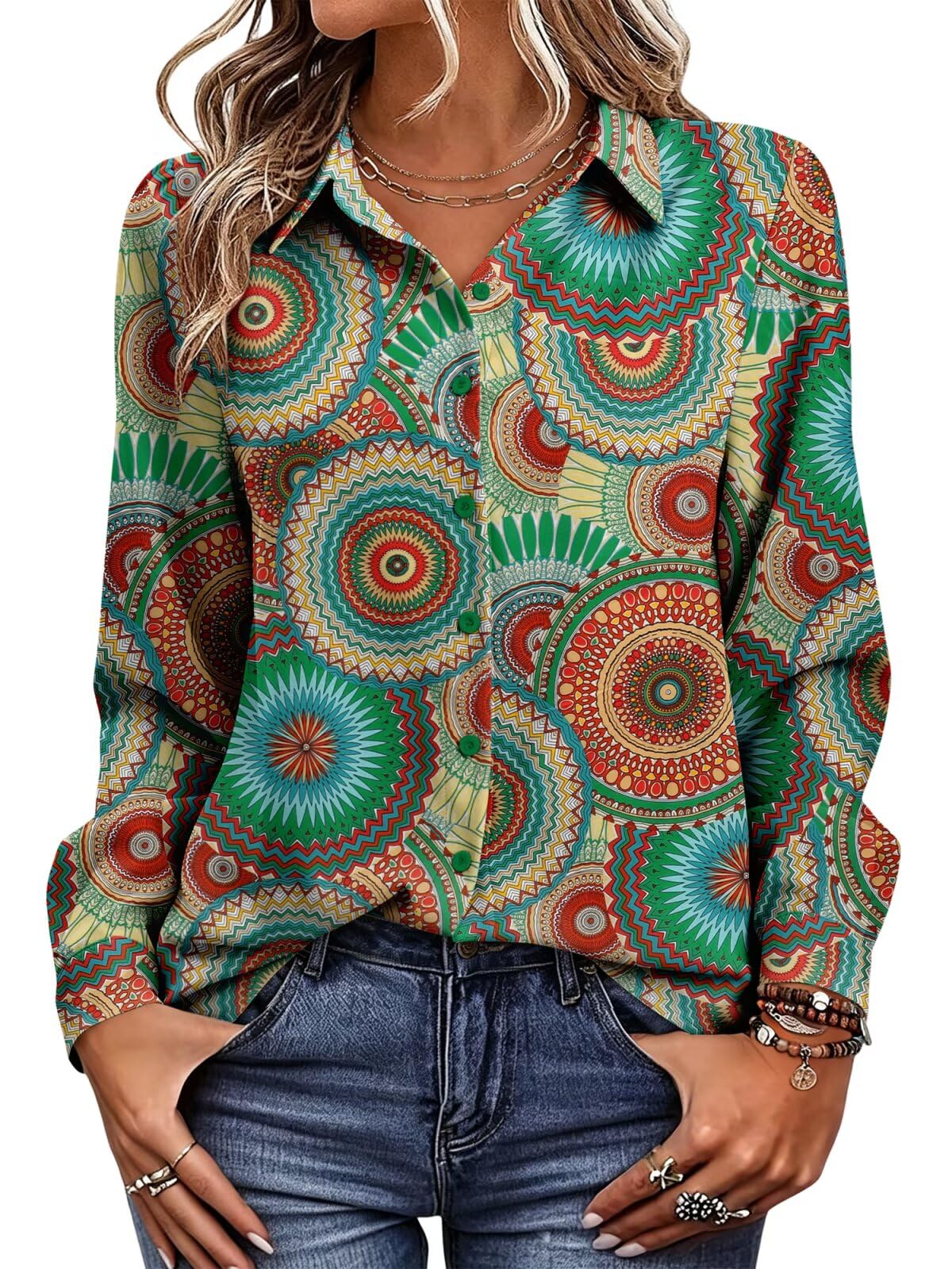 Magritta Women's Shirts Fashion Long Sleeve Tops Button Down Blouses