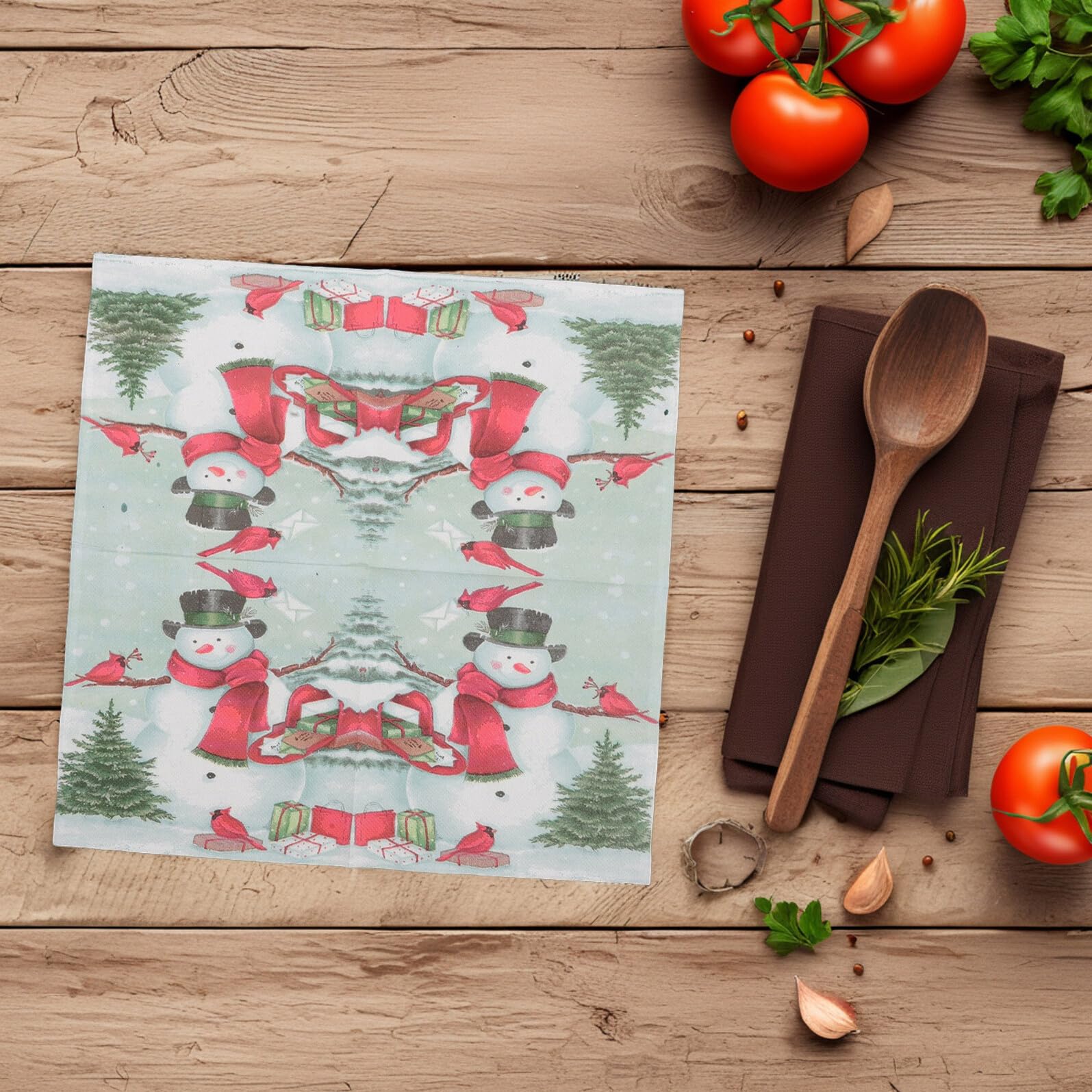 100 Piezas Servilletas Navideñas Estampadas Unidades de Servilletas de Papel para Fiestas y Decoración de Navidad Dibujos Animados de Invierno para Restaurante o Hogar