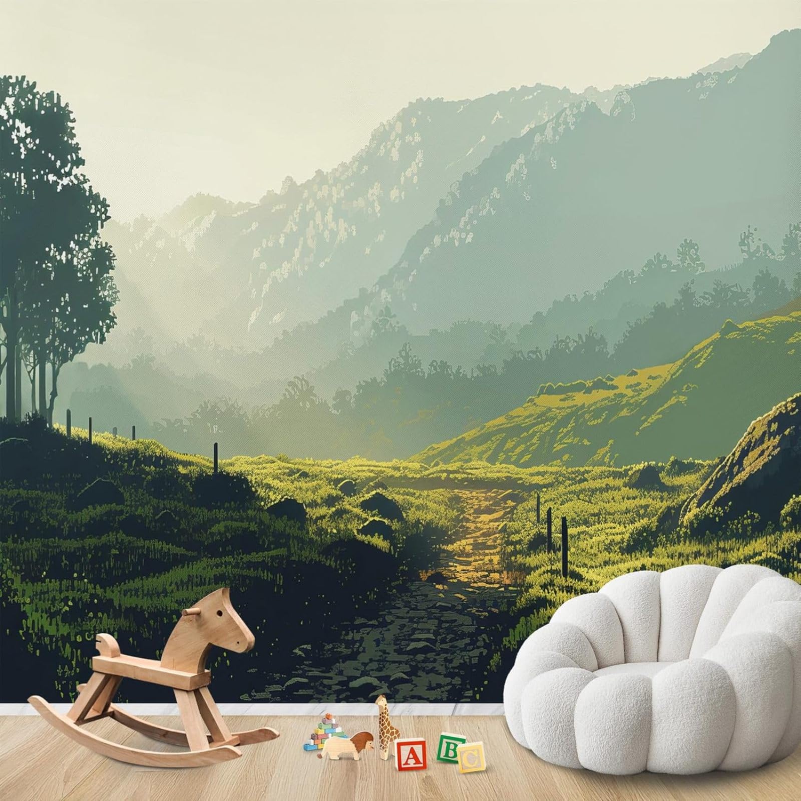 pdghsdkgjh Photo Wallpaper Landscape Forest Mountains Non-Woven Modern Living Room Bedroom Children's Room Wall Decoration Motif Wallpaper,300cmx210cm Stickers - Frameless Painting - Poster