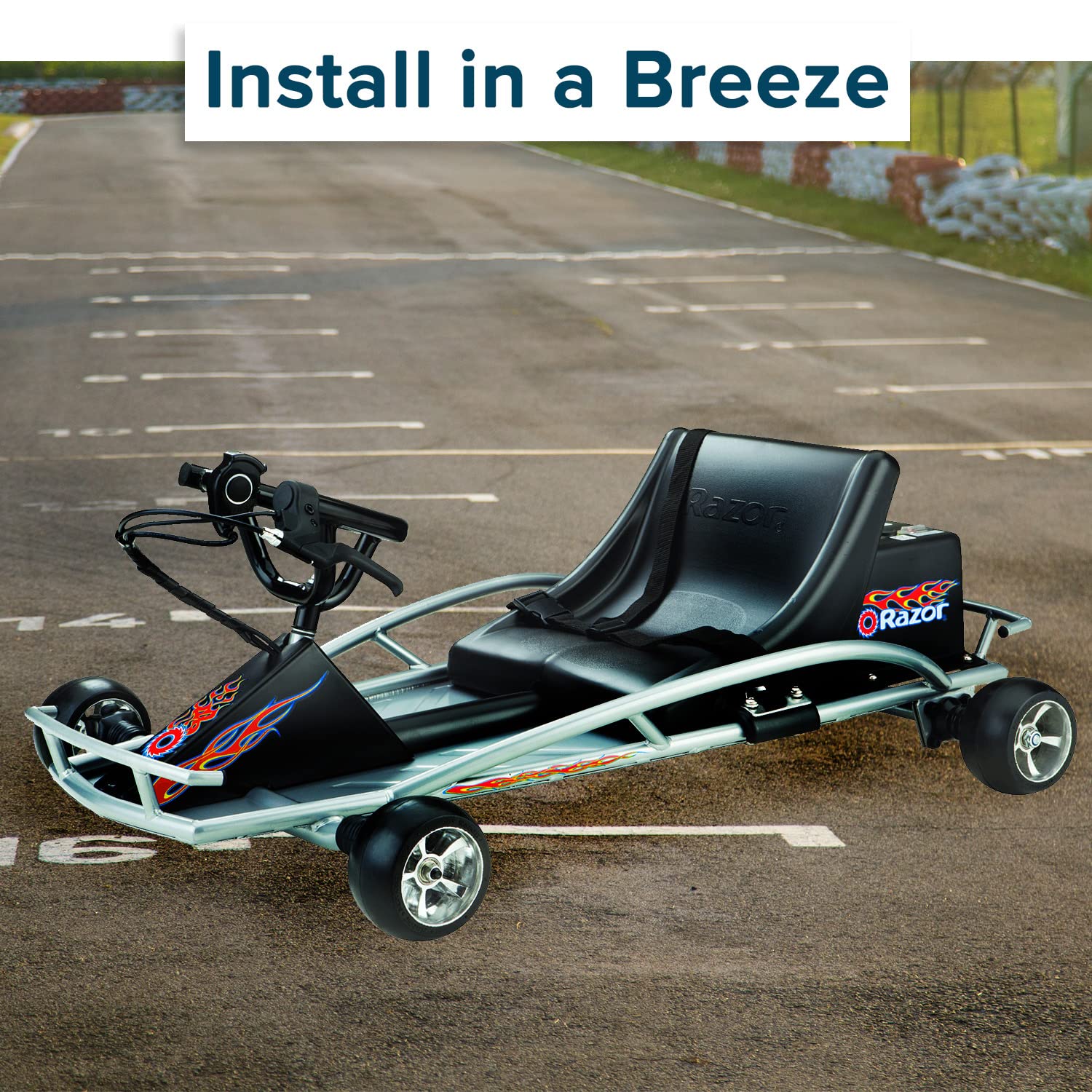 AlveyTech Ruedas traseras de 4-1/2 x 2-1/2 pulgadas para Razor Ground Force Go-Kart - Piezas de repuesto solo para modelo de fuerza de tierra de energía eléctrica, neumáticos de goma sólida, juego de