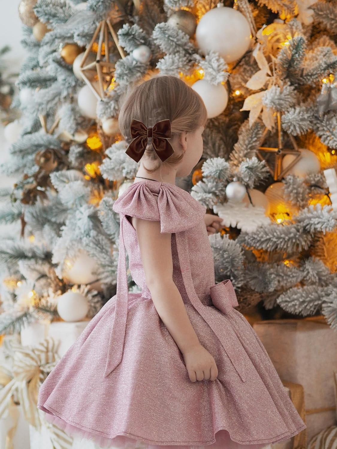 Hjiaruiky Hand-made Velvet Hair Bows Clips for Little Girls - Big Brown Bows