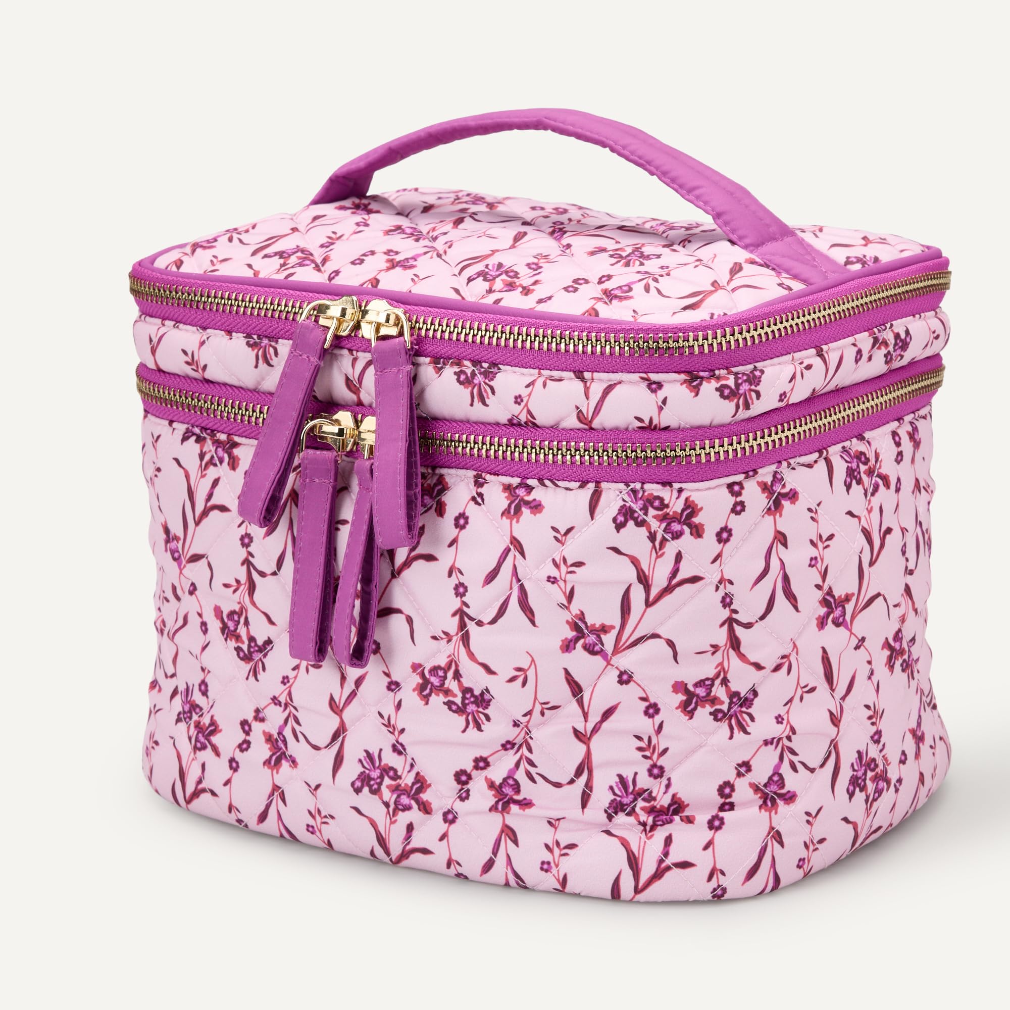 Amazon Essentials Donna Borsa per il Trucco Trapuntata con Porta Pennelli
