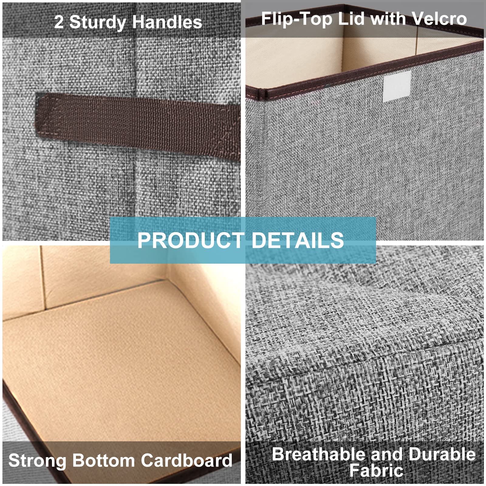 Lot De 4 Cubes De Rangement Bagnizer En Tissu Lin Avec Couvercles Rabattables Et Poignées, Rose