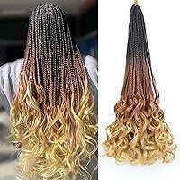 Vista 20 de Cabello de ganchillo con rizos franceses, trenzas de cabello de ganchillo con puntas rizadas, 14 pulgadas, preenlazadas, trenzas de caja tipo diosa