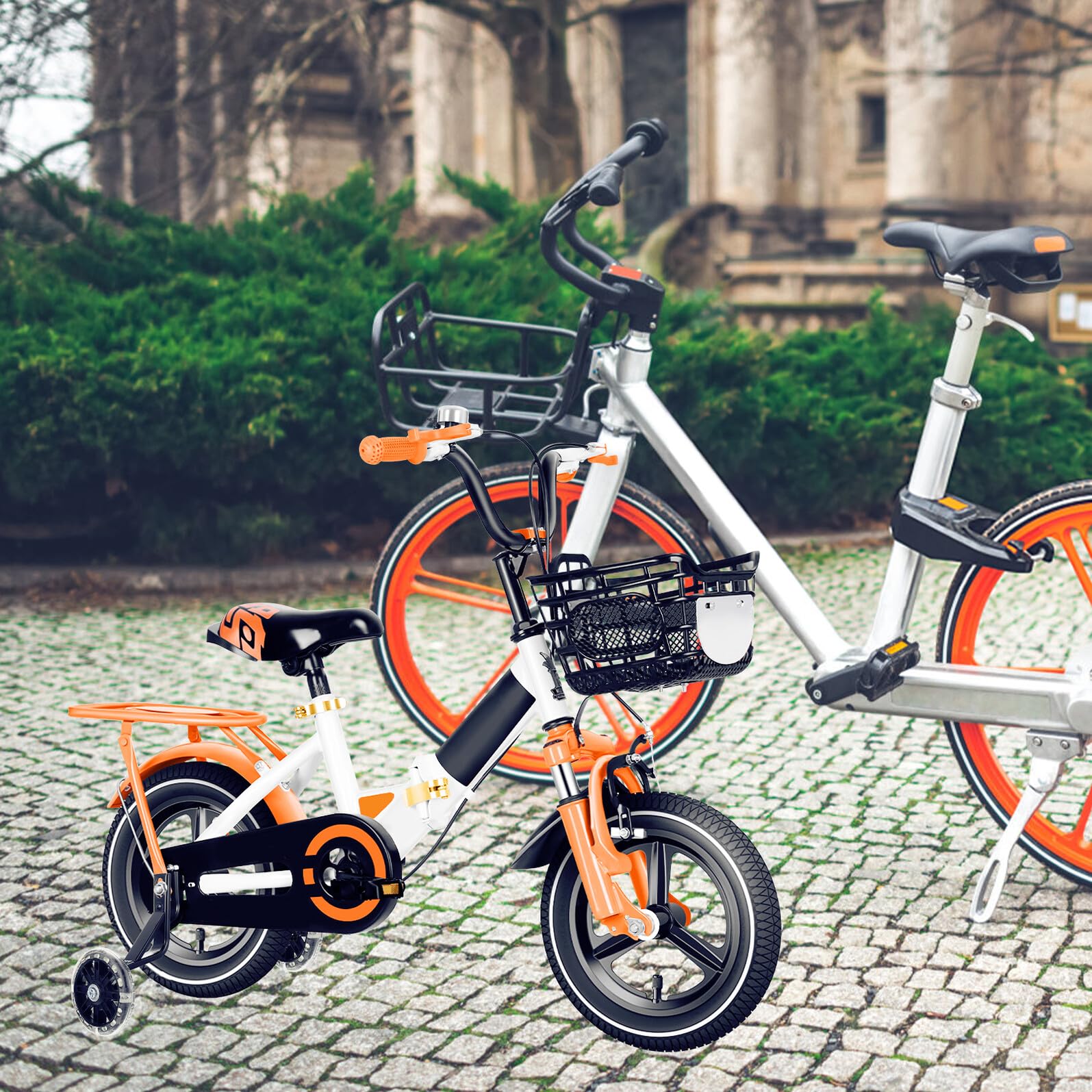 Koła Treningowe Do Roweru Dziecięcego Czarne Stabilizujące Pomocnicze Antypoślizgowe i Ciche Łatwe Montażu Koło Wspomagające Naukę Jazdy dla Chłopców i Dziewczynek