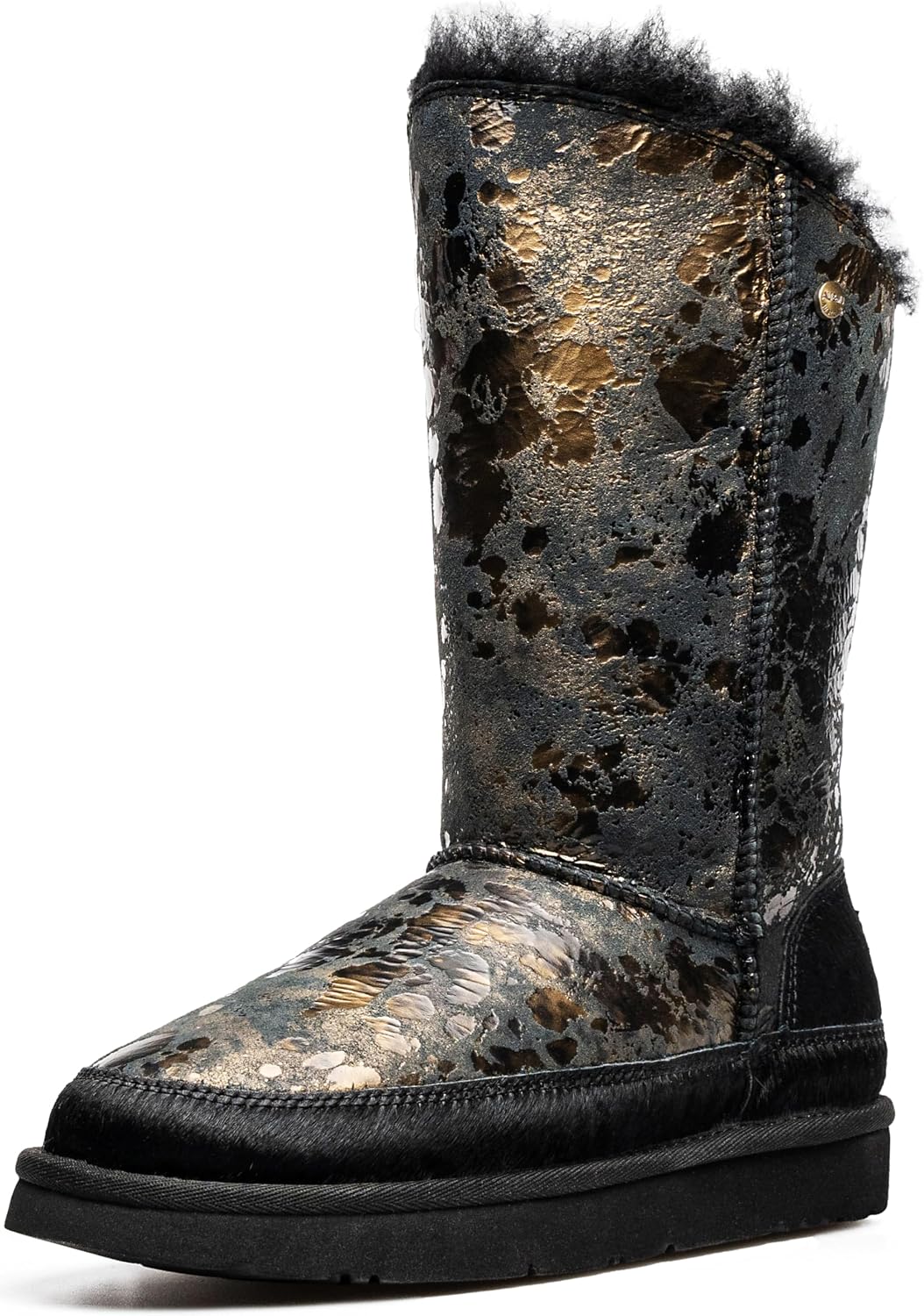 AU&MU Women's Print Tall Sheepskin Snow Boots