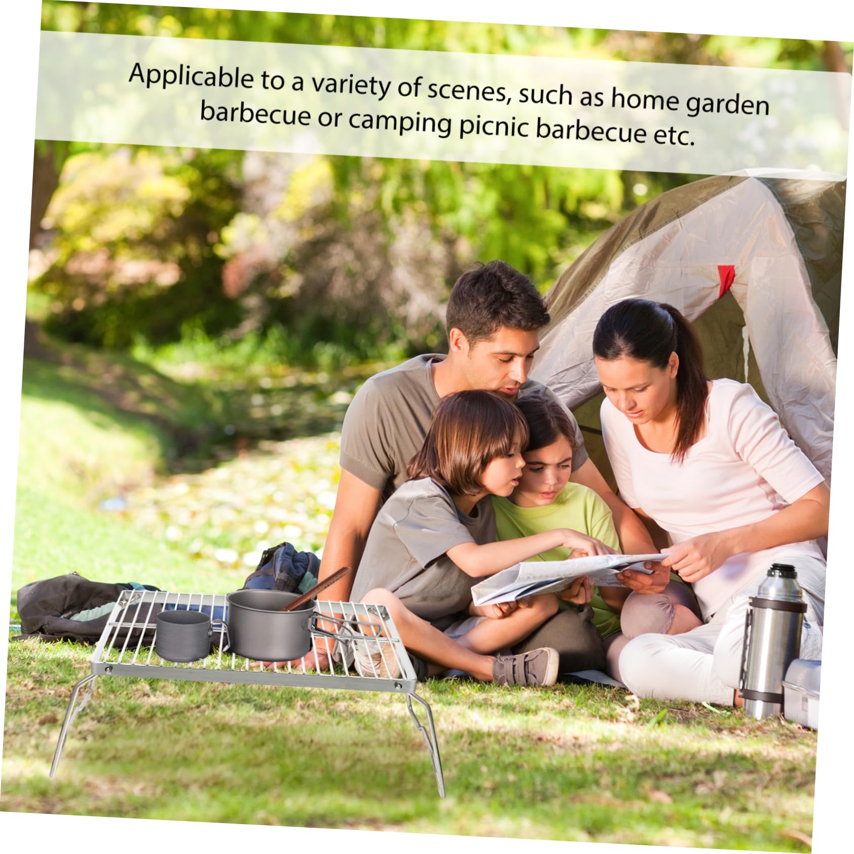 Totority Folding Stainless Steel Rack Portable Outdoor Barbecue Grate Compact Design for Easy Cleaning and for Camping and Outdoor Cooking