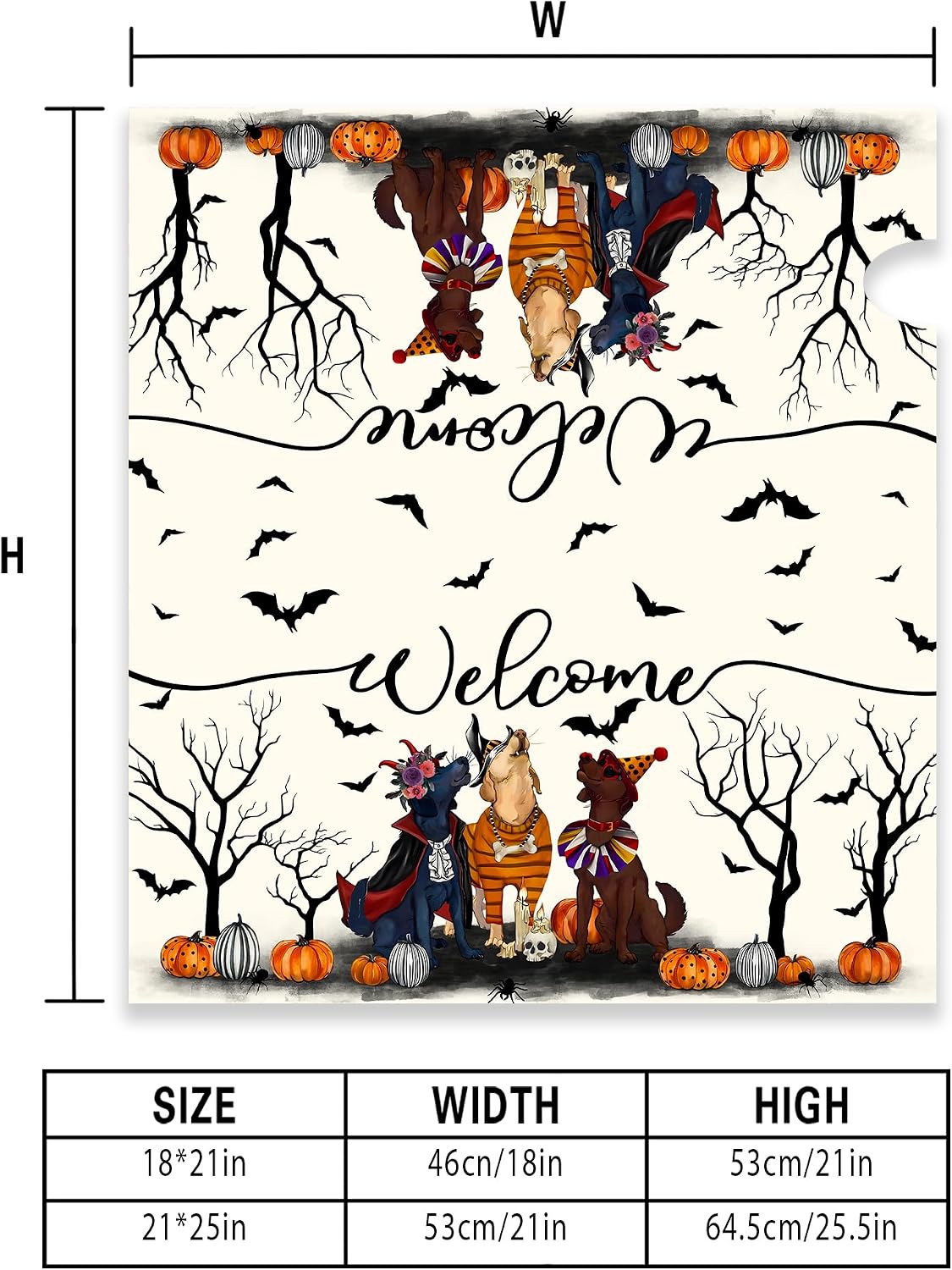 Halloween Dog Mailbox Cover Magnetic Spooky Dog Mailbox Covers Halloween Post Letter Box Cover for Garden Yard Decor 25.5x21 Inch
