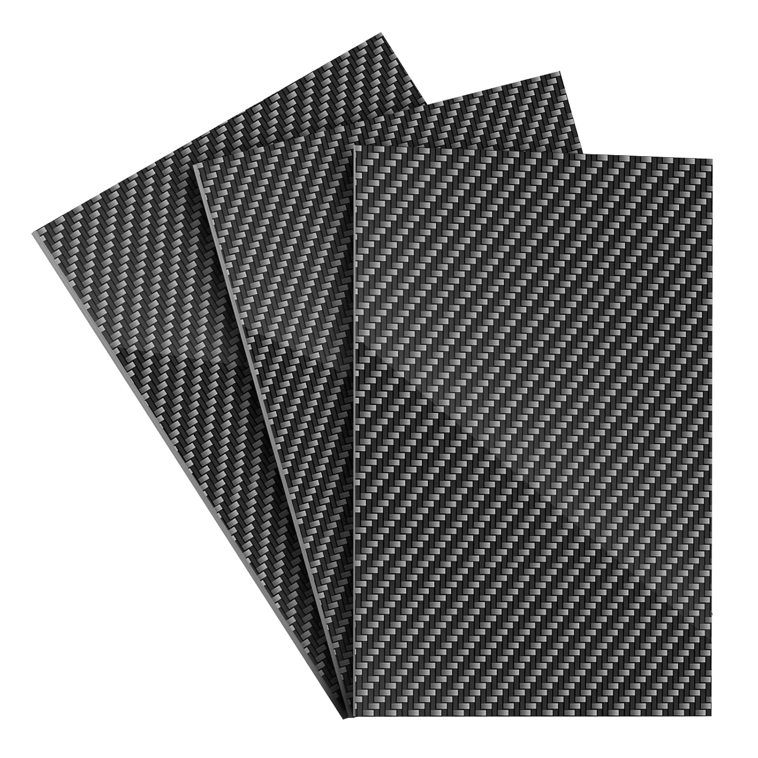 Kalolary 3PCS Carbon Fiber Plate 300 X 300 X 1 MM, Carbon Fiber Board 3K Full Carbon Fiber Sheets Plate Plain Weave and Glossy Finish - Available in 0.5mm 1mm 1.5mm 2mm 2.5mm 3mm