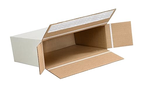 Aviditi 936SSFOL - Caja de cartón corrugado de carga lateral autoadhesiva 94in de largo x 28in de ancho x 63in de alto color blanco para envío