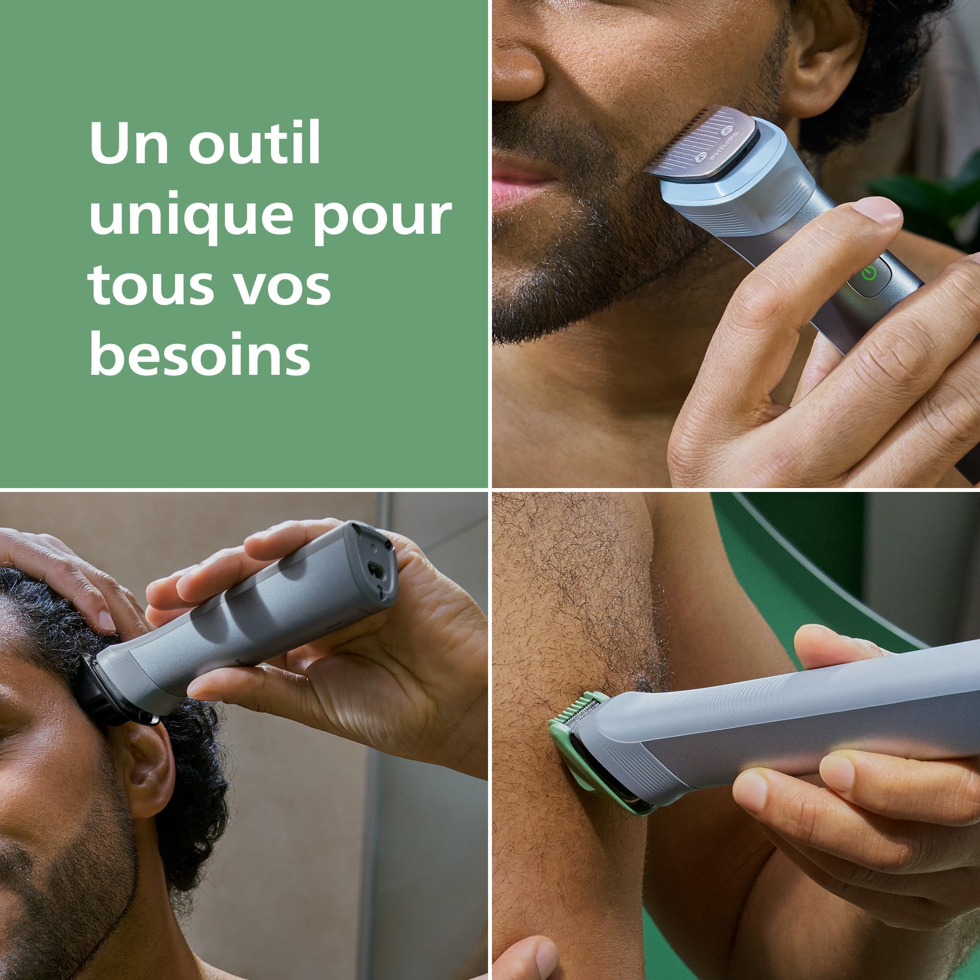 Philips Multigroom série 5000 Tondeuse tout-en-un 11 accessoires, lames en métal auto-affûtées, 17 hauteurs de coupe (0,5-16 mm), modèle MG5951/15