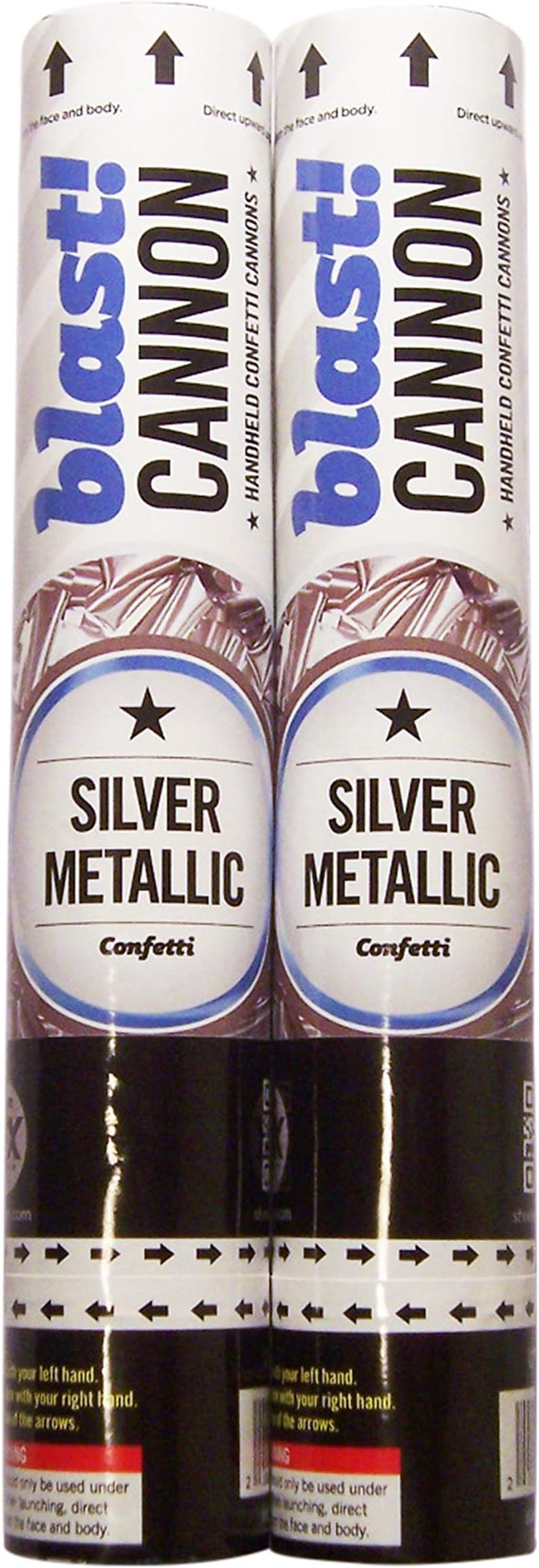 2 Pack Silver Confetti Cannons for Indoor/Outdoor Celebration, New Years, Birthday, Surprise Party, Baby Shower, Graduation, Wedding, Festival, Anniversary, Event and Party Supplies