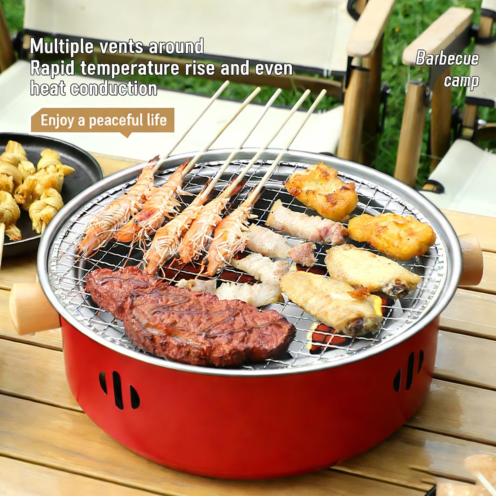 Juego de parrillas de barbacoa portátiles de montaje, Red