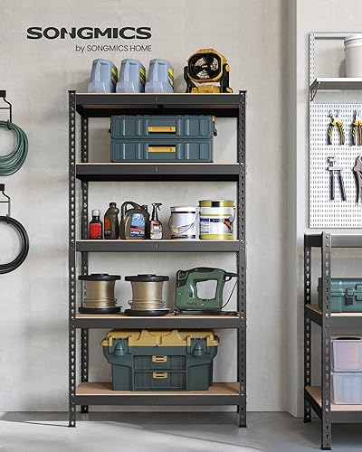 Miniatura 2 de SONGMICS Estantes de almacenamiento de 5 niveles, almacenamiento de garaje, montaje sin tornillos, unidad de estantería ajustable, 17.7 x 35.4 x