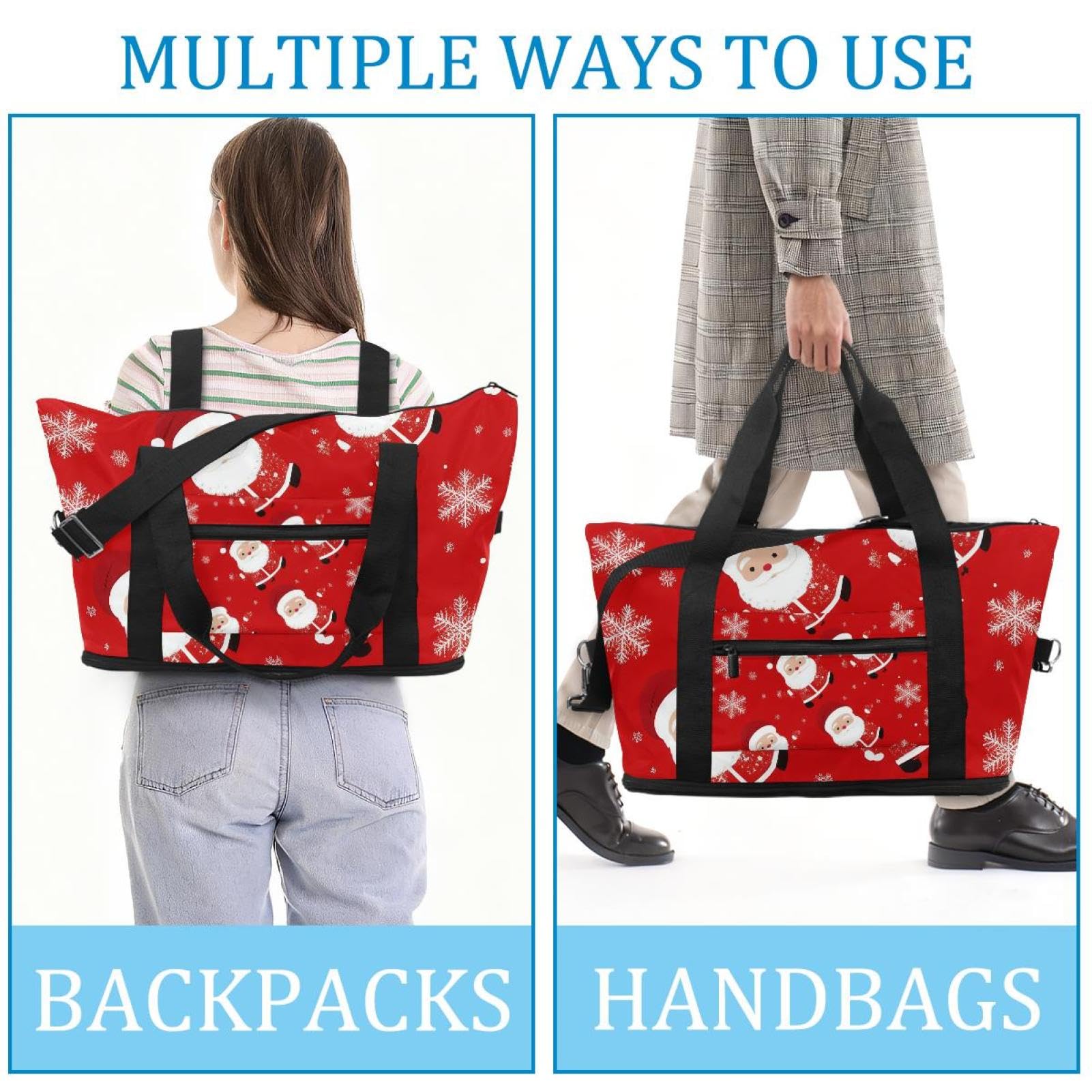 Reisetasche mit Weihnachtsmann-Schneeflocken, erweiterbar, Wochenendtasche, Übernachtungstasche, wasserdicht, Sport, Fitnessstudio, Krankenhaus-Tasche, Mehrfarbig 13, Eine Größe, Reisetasche
