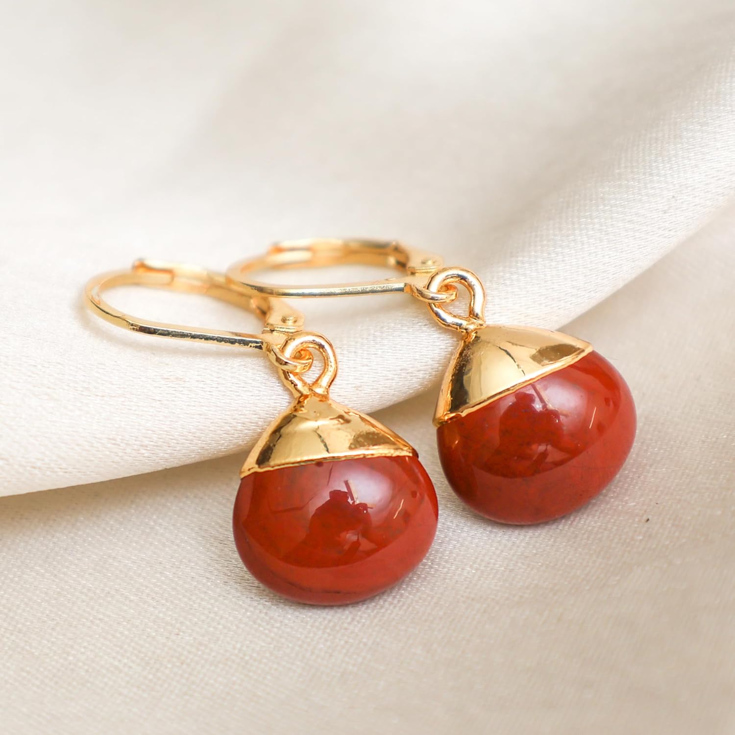 Gempires Gemstone Drop Earrings for Women Handmade Lightweight Gold Electroplated Dangle Earrings Hypoallergenic Boho Chic Jewelry Elegant Gift for Her Everyday Fashion Accessory - Image 3