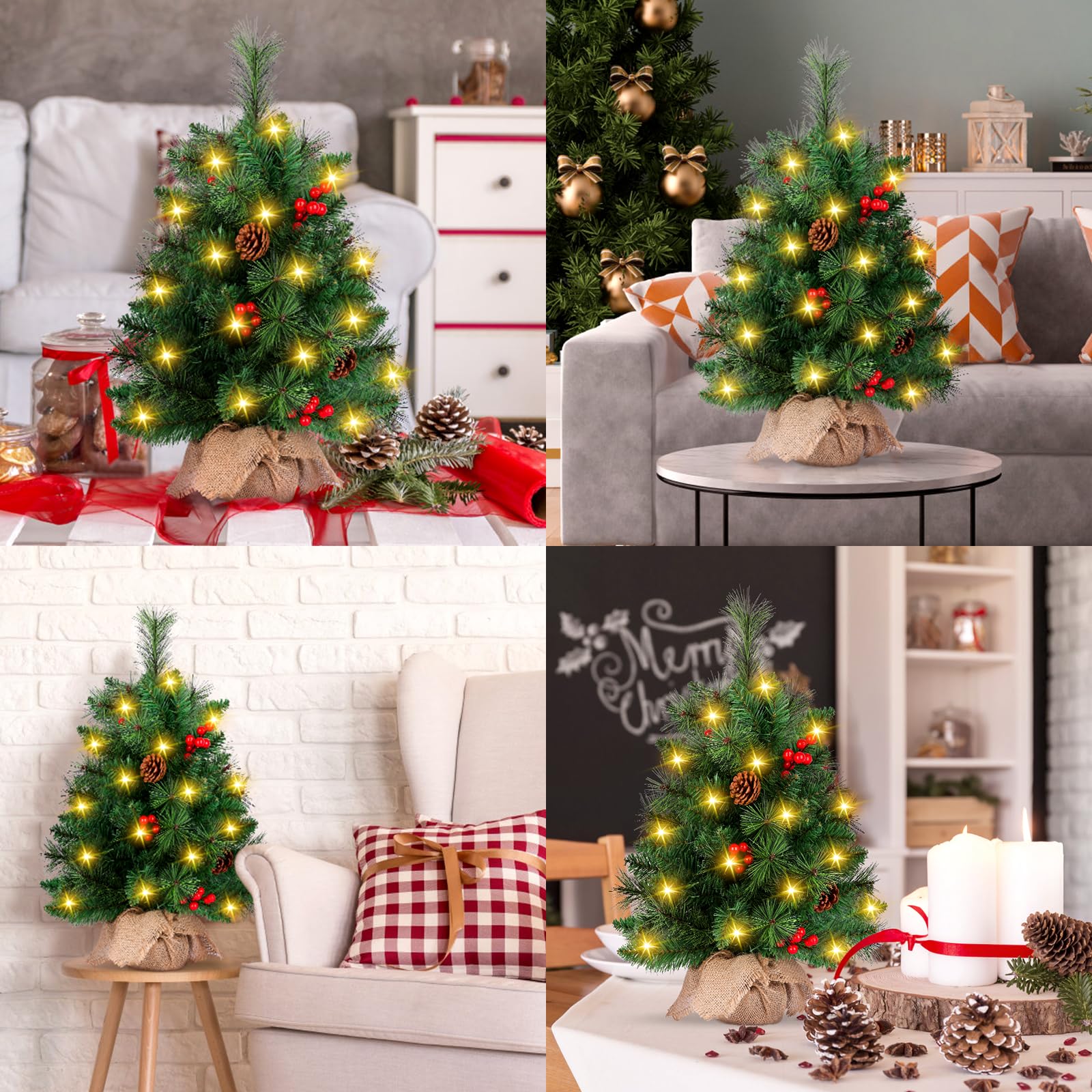 SHAVINGFUN Mini-Weihnachtsbaum Mit LED-Beleuchtung - 55,9 Cm Winterliche Deko Für Zuhause