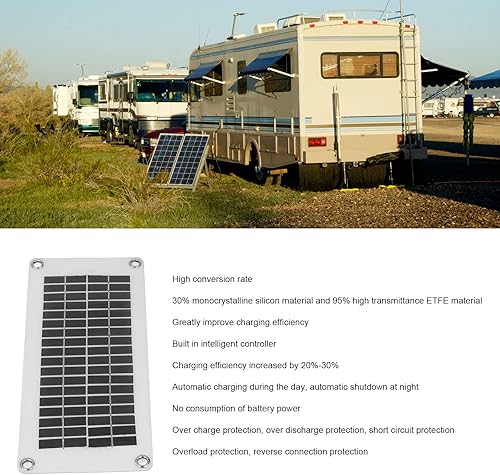 Miniatura 3 de Cargador de batería solar de 12 V, kit de panel solar de alta eficiencia impermeable de 10 W, controlador inteligente integrado, silicio