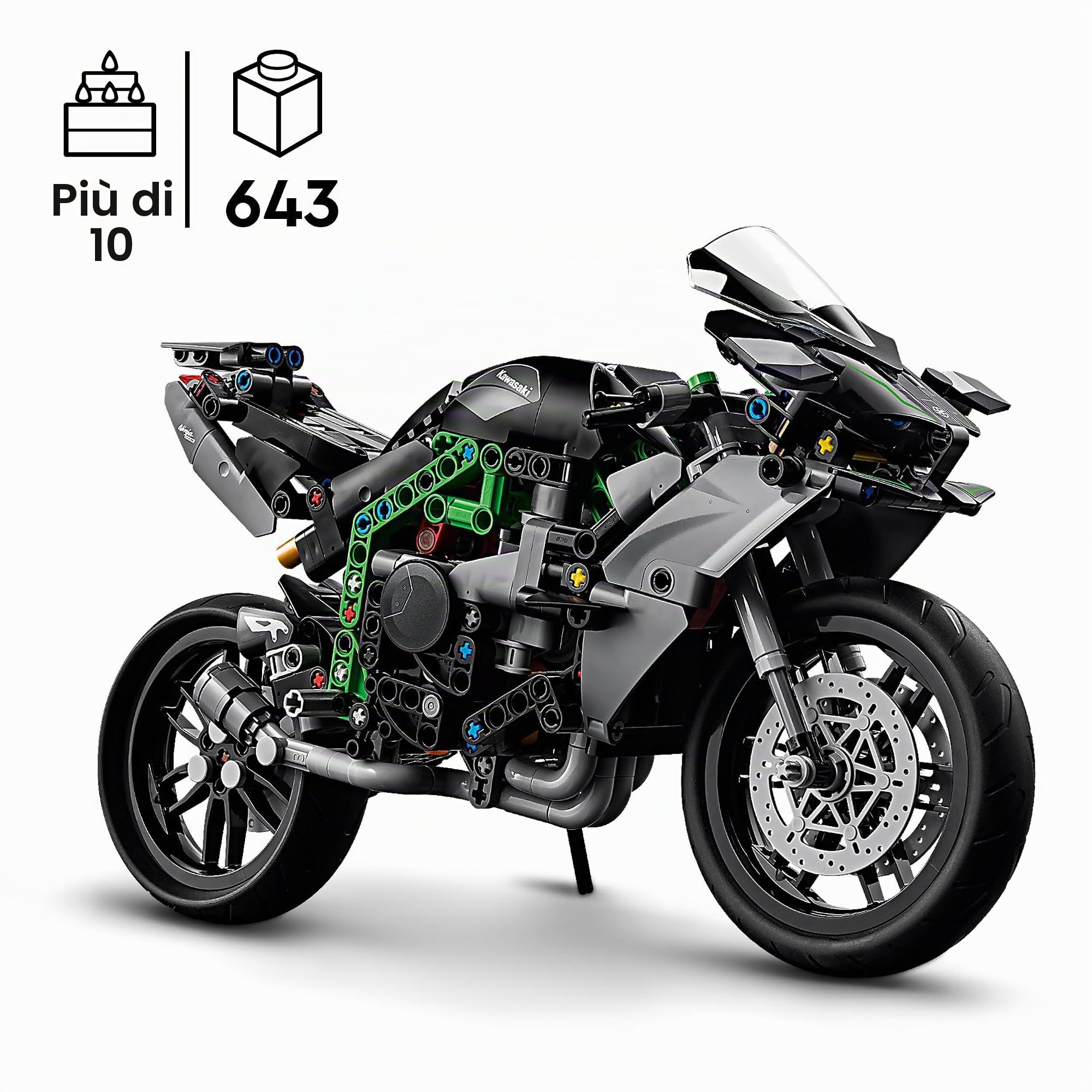 LEGO Technic Motocicletta Kawasaki Ninja H2R, Giochi per Bambini e Bambine da 10 Anni & Technic Lamborghini Huracán Tecnica, Modellino di Auto da Costruire