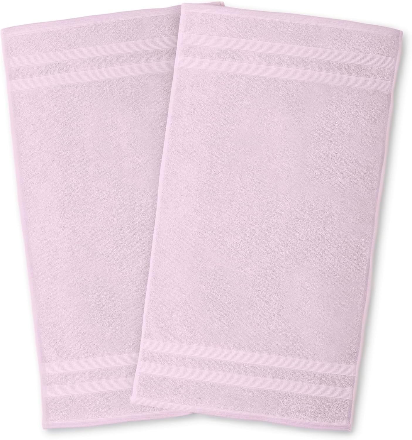 Fabstyles Bath Mat Set of 2, Absorbent Tub Rug, 600 GSM Zero Twist Cotton, Machine Washable (Blush)