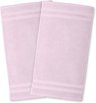 Fabstyles Bath Mat Set of 2, Absorbent Tub Rug, 600 GSM Zero Twist Cotton, Machine Washable Blush