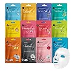 celavi Face Mask Set Korean Beauty Essence Facial Paper Sheet Mask Korea Skin Care Moisturizing 4 Packs of each 12 New flavors K-Beauty Skincare 48 masks in a pack Made in Korea
