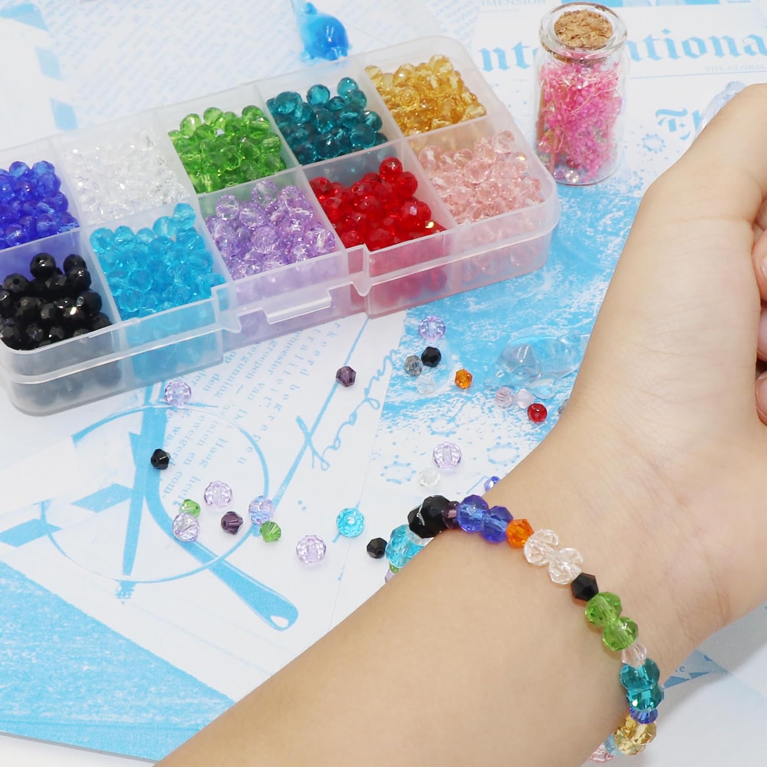 700Pcs Briolette Crystal Glass Beads Faceted Assorted Colors Spacer Beads for DIY Bracelets Crafts Jewelry Making with Box (6MM, Briolette) - Image 2