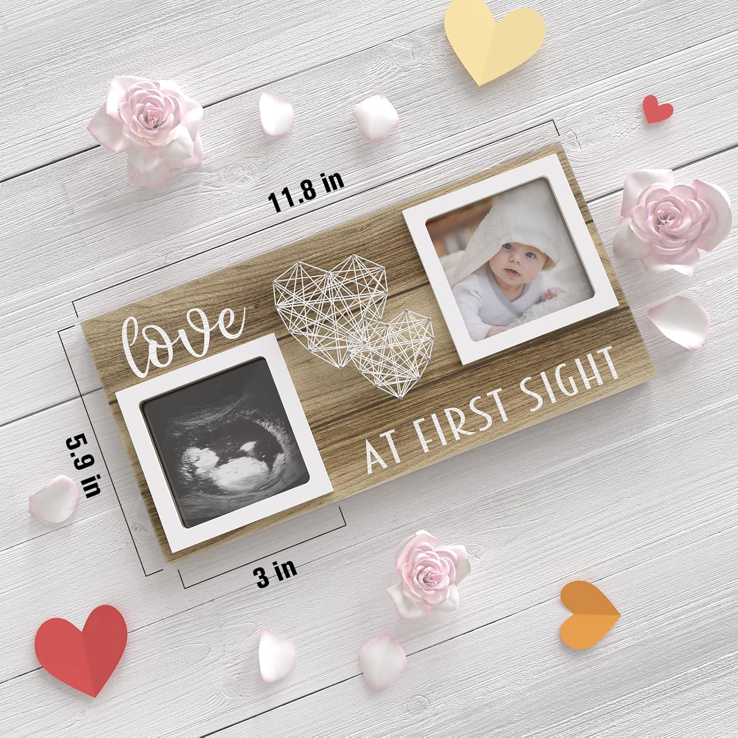 Baby Sonogram Picture Frame for 3" x 3" Ultrasound Photo - Pregnancy Announcements Ideas - Gender Reveal Baby-Shower Gift - New Mom Expecting Parents to Be Keepsake Gifts - Nursery Décor - Image 6